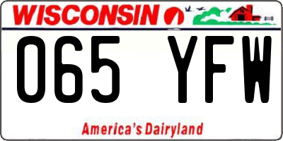 WI license plate 065YFW