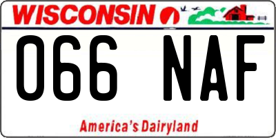 WI license plate 066NAF