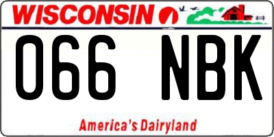 WI license plate 066NBK