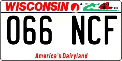 WI license plate 066NCF