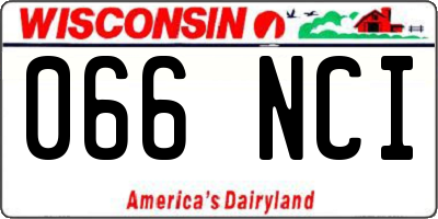 WI license plate 066NCI