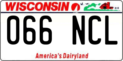 WI license plate 066NCL