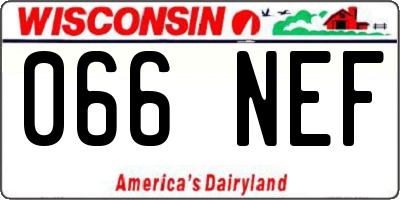 WI license plate 066NEF