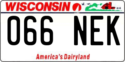 WI license plate 066NEK