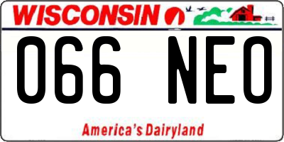 WI license plate 066NEO