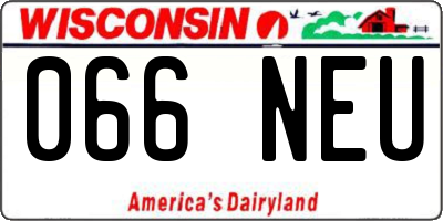 WI license plate 066NEU