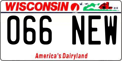 WI license plate 066NEW