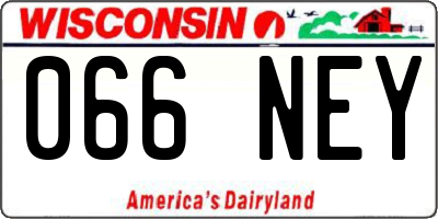 WI license plate 066NEY