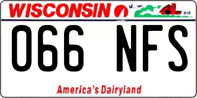 WI license plate 066NFS