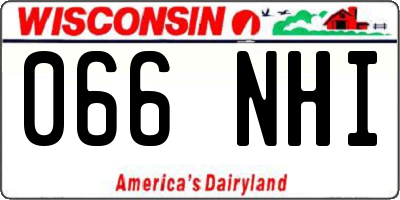 WI license plate 066NHI