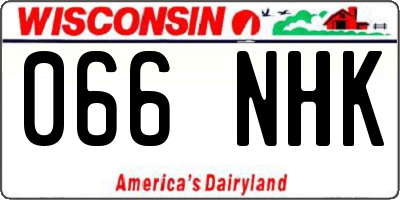 WI license plate 066NHK