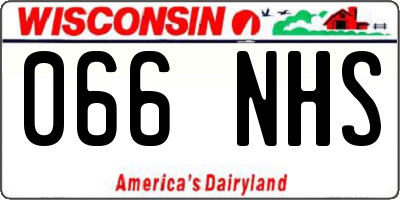 WI license plate 066NHS