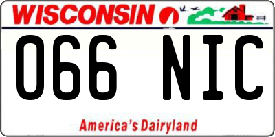 WI license plate 066NIC