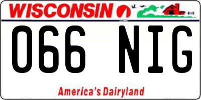 WI license plate 066NIG