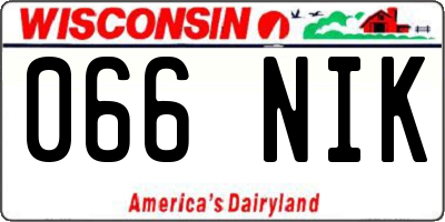 WI license plate 066NIK