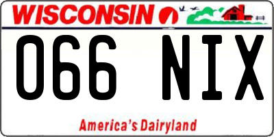 WI license plate 066NIX