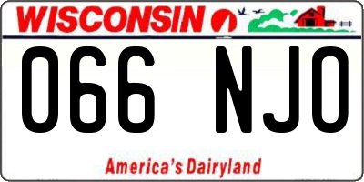 WI license plate 066NJO