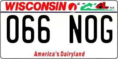 WI license plate 066NOG