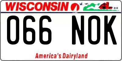 WI license plate 066NOK