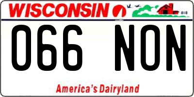 WI license plate 066NON