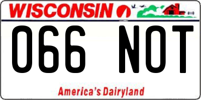 WI license plate 066NOT