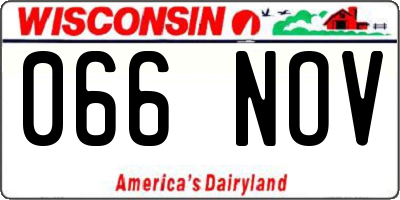 WI license plate 066NOV