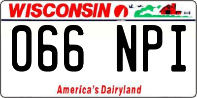 WI license plate 066NPI