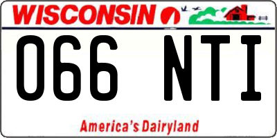 WI license plate 066NTI