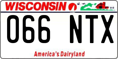 WI license plate 066NTX