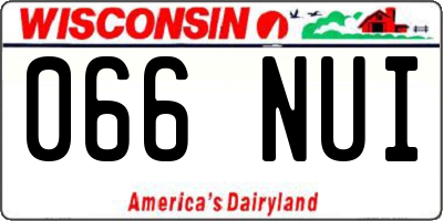 WI license plate 066NUI