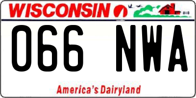 WI license plate 066NWA