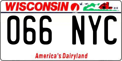 WI license plate 066NYC