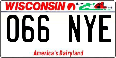 WI license plate 066NYE
