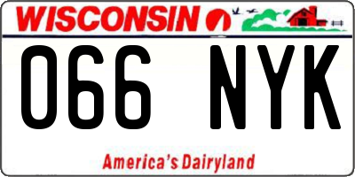 WI license plate 066NYK