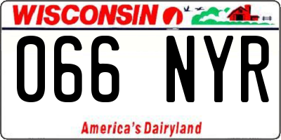 WI license plate 066NYR