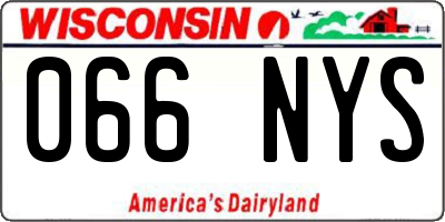 WI license plate 066NYS