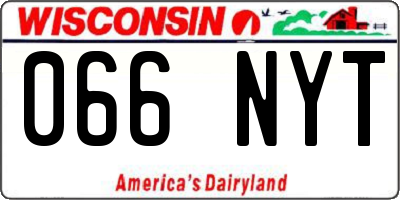 WI license plate 066NYT