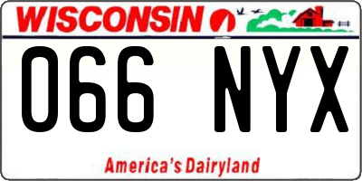 WI license plate 066NYX