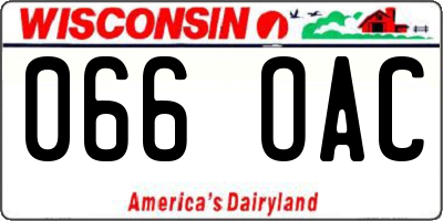 WI license plate 066OAC