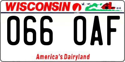 WI license plate 066OAF