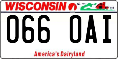 WI license plate 066OAI