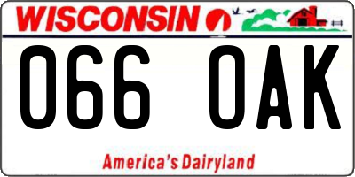 WI license plate 066OAK