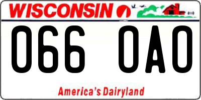 WI license plate 066OAO