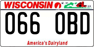 WI license plate 066OBD