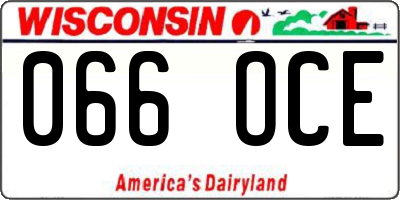 WI license plate 066OCE