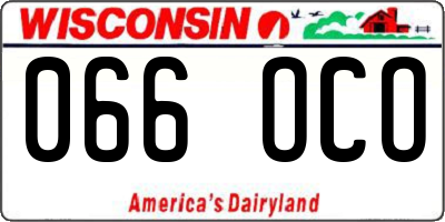 WI license plate 066OCO