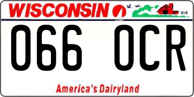 WI license plate 066OCR