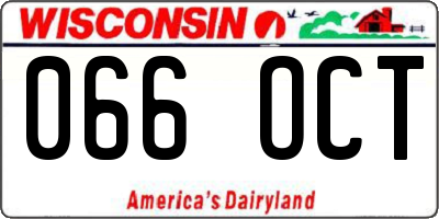 WI license plate 066OCT