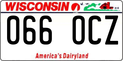 WI license plate 066OCZ