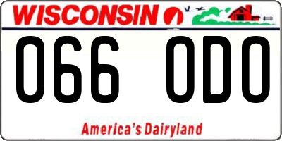 WI license plate 066ODO